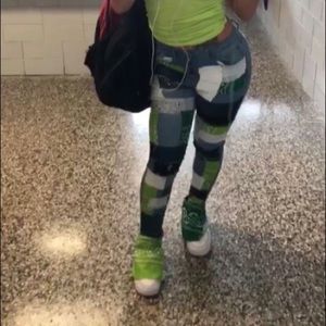 Patched jeans size 2